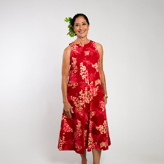 Vogue Dress | ʻIwaʻiwa Nui | Salmon Red on Red